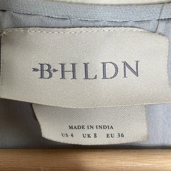 BHLDN (Anthropologie) Plymouth Beaded Sequin Wrap‎ Dress Fog  Size 4 - Picture 8 of 9